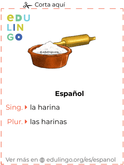 Ficha de Vocabulario Harina en español para imprimir, practicar y aprender