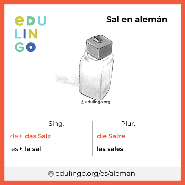 Imagen de vocabulario Sal en alemán con singular y plural para descargar e imprimir
