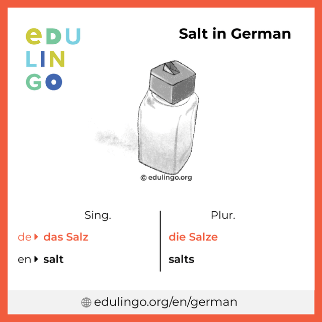 Salt in German vocabulary picture with singular and plural for download and printing