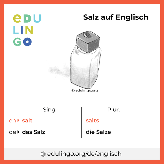 Salz auf Englisch Vokabelbild mit Singular und Plural zum Herunterladen und Ausdrucken