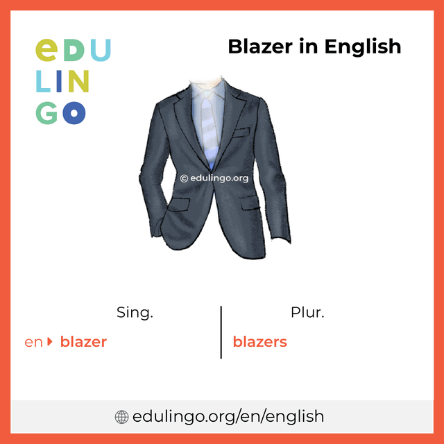 Blazer in English vocabulary picture with singular and plural for download and printing