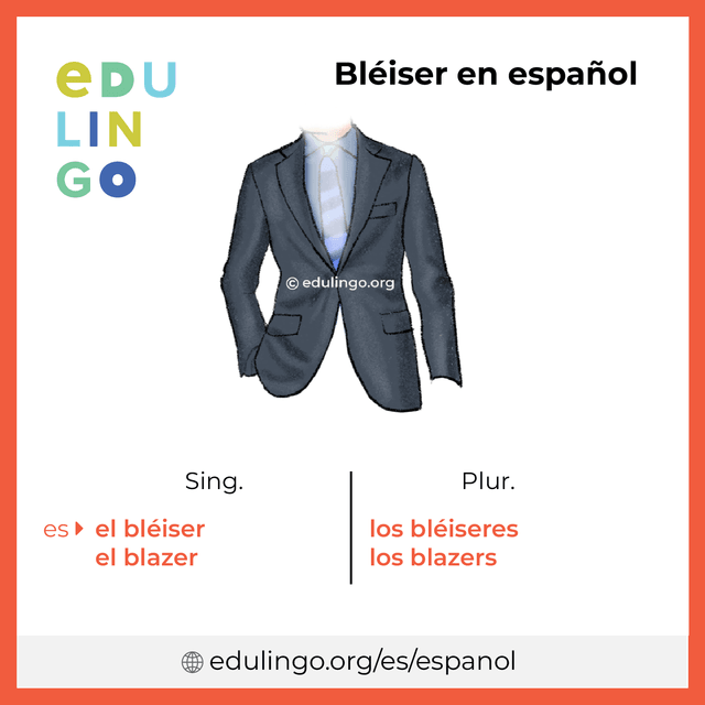 Imagen de vocabulario Bléiser en español con singular y plural para descargar e imprimir