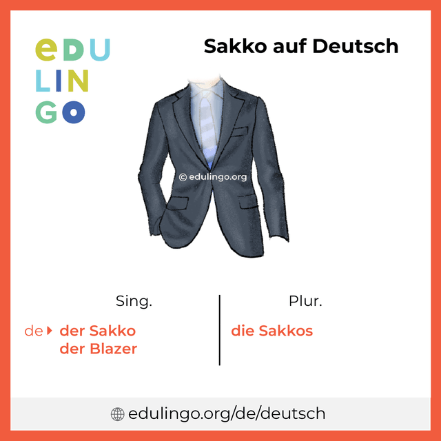 Sakko auf Deutsch Vokabelbild mit Singular und Plural zum Herunterladen und Ausdrucken