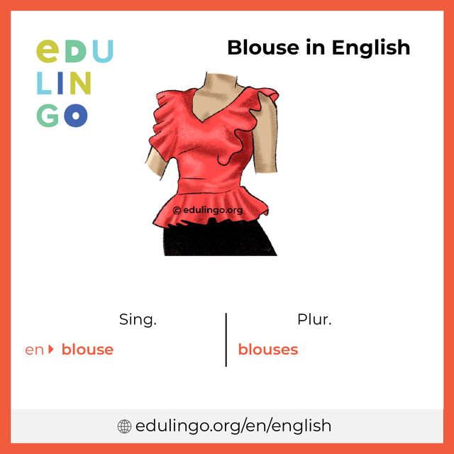 Blouse in English vocabulary picture with singular and plural for download and printing