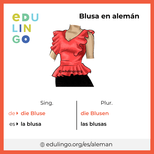Imagen de vocabulario Blusa en alemán con singular y plural para descargar e imprimir