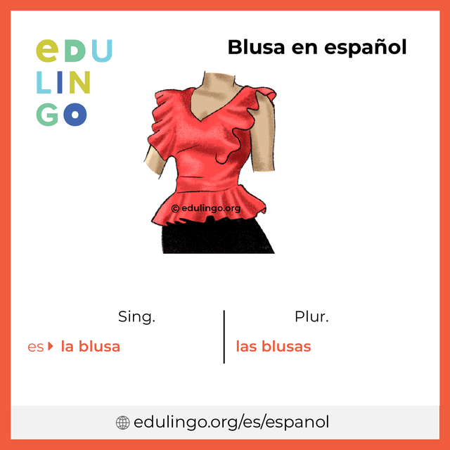 Imagen de vocabulario Blusa en español con singular y plural para descargar e imprimir