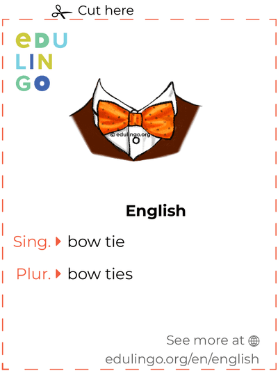 Bow Tie in English vocabulary flashcard for printing, practicing and learning