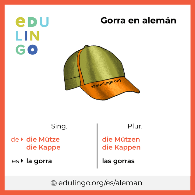 Imagen de vocabulario Gorra en alemán con singular y plural para descargar e imprimir