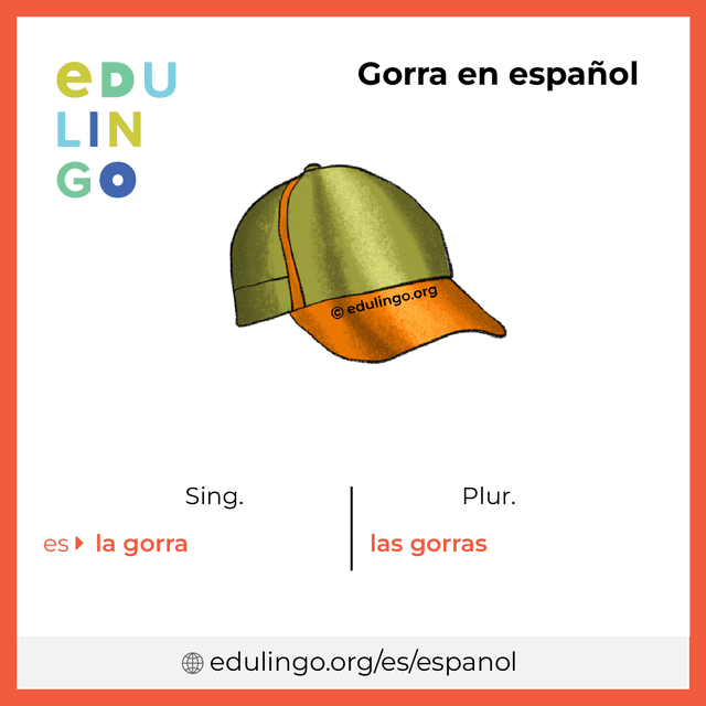 Imagen de vocabulario Gorra en español con singular y plural para descargar e imprimir
