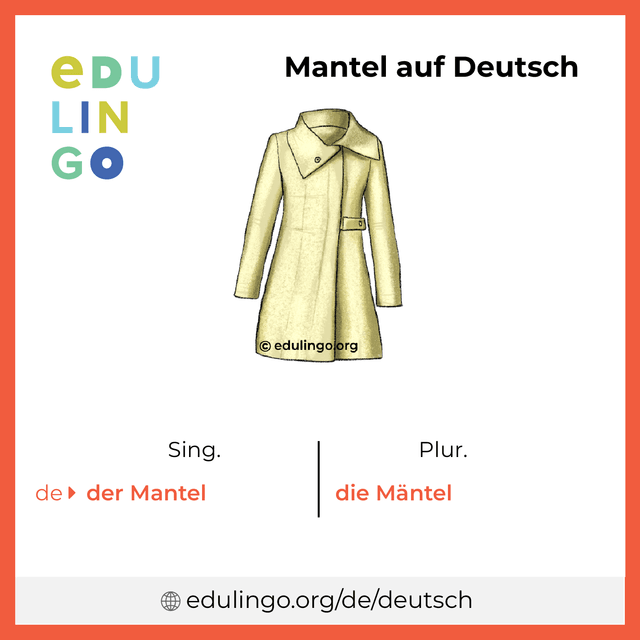 Mantel auf Deutsch Vokabelbild mit Singular und Plural zum Herunterladen und Ausdrucken