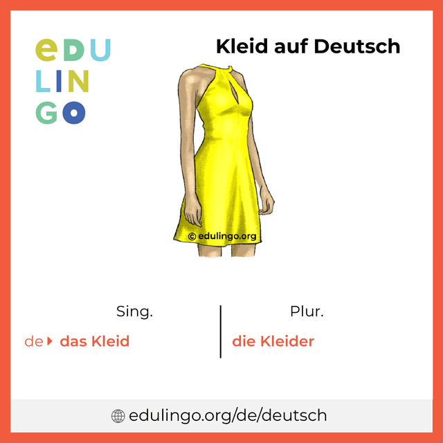 Kleid auf Deutsch Vokabelbild mit Singular und Plural zum Herunterladen und Ausdrucken