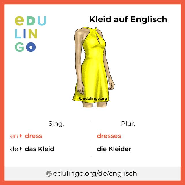 Kleid auf Englisch Vokabelbild mit Singular und Plural zum Herunterladen und Ausdrucken