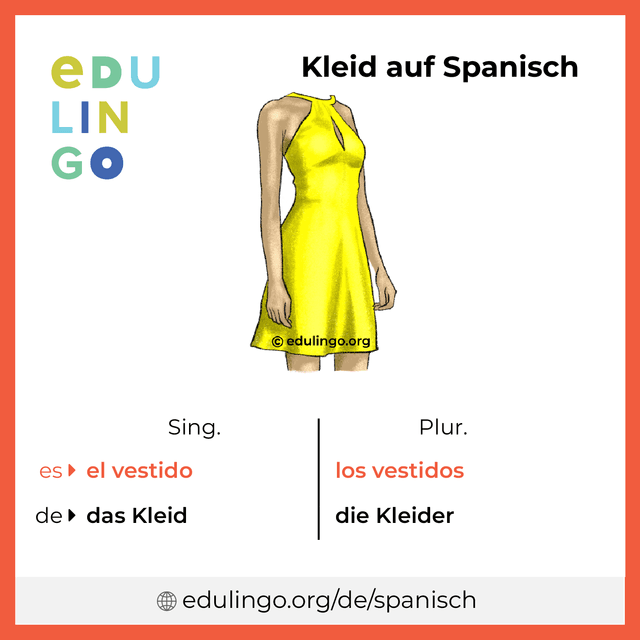 Kleid auf Spanisch Vokabelbild mit Singular und Plural zum Herunterladen und Ausdrucken