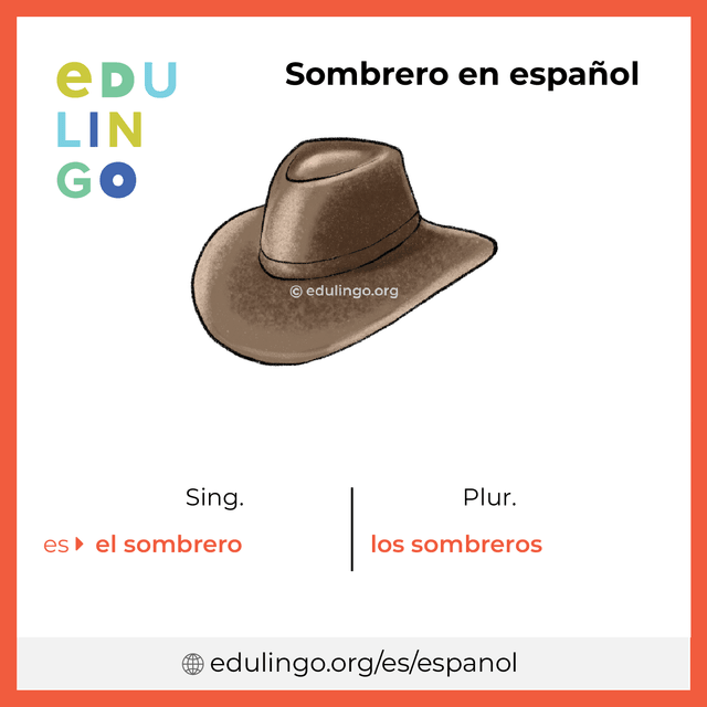 Imagen de vocabulario Sombrero en español con singular y plural para descargar e imprimir