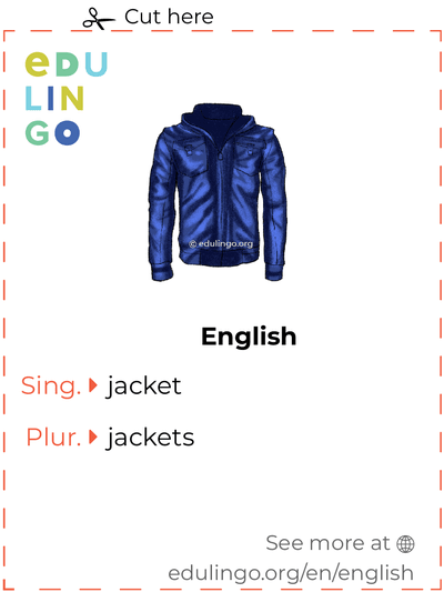 Jacket in English vocabulary flashcard for printing, practicing and learning