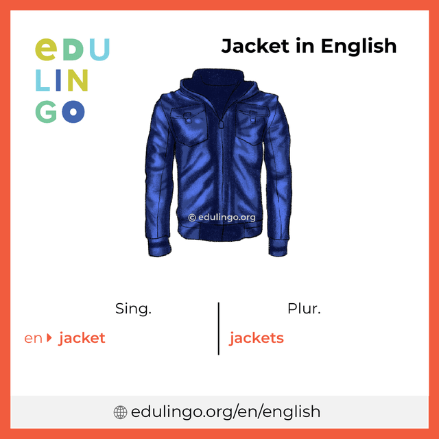 Jacket in English vocabulary picture with singular and plural for download and printing