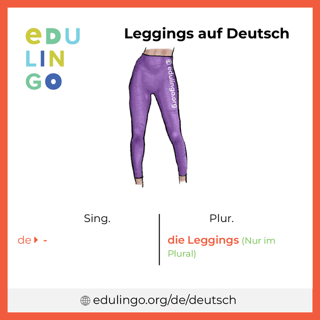 Leggings auf Deutsch Vokabelbild mit Singular und Plural zum Herunterladen und Ausdrucken