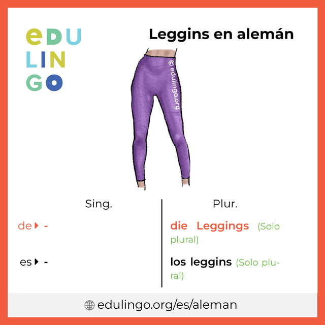 Imagen de vocabulario Leggins en alemán con singular y plural para descargar e imprimir