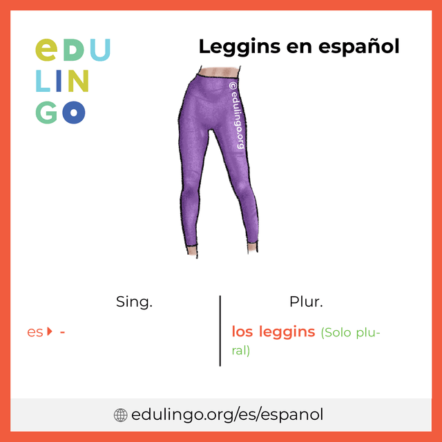 Imagen de vocabulario Leggins en español con singular y plural para descargar e imprimir
