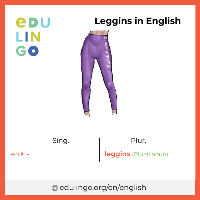 Leggins in English vocabulary picture with singular and plural for download and printing