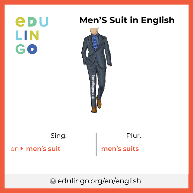 Men'S Suit in English vocabulary picture with singular and plural for download and printing