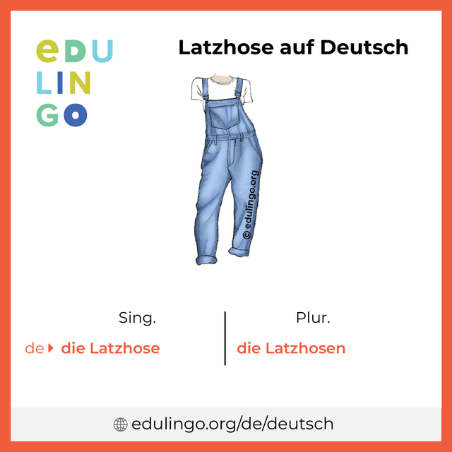Latzhose auf Deutsch Vokabelbild mit Singular und Plural zum Herunterladen und Ausdrucken