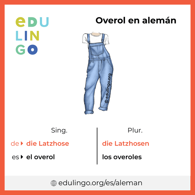 Imagen de vocabulario Overol en alemán con singular y plural para descargar e imprimir