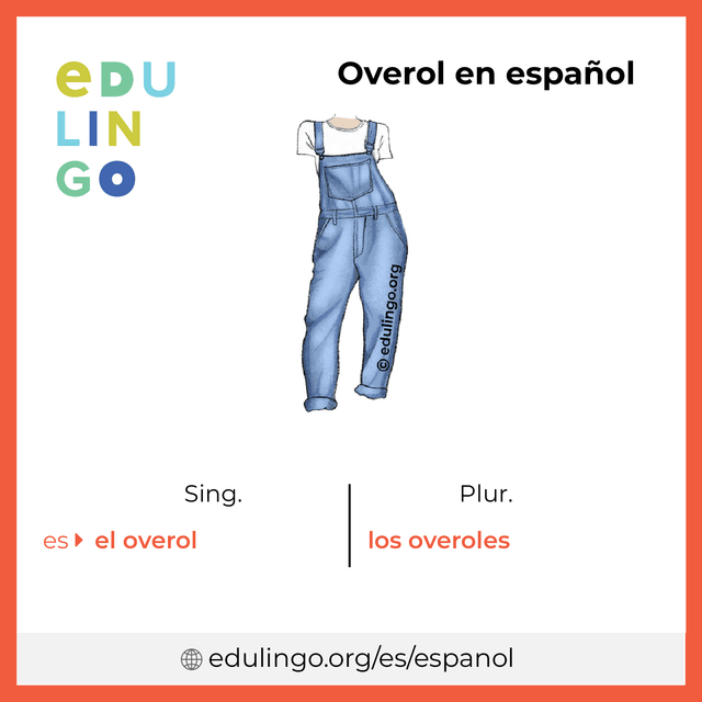 Imagen de vocabulario Overol en español con singular y plural para descargar e imprimir