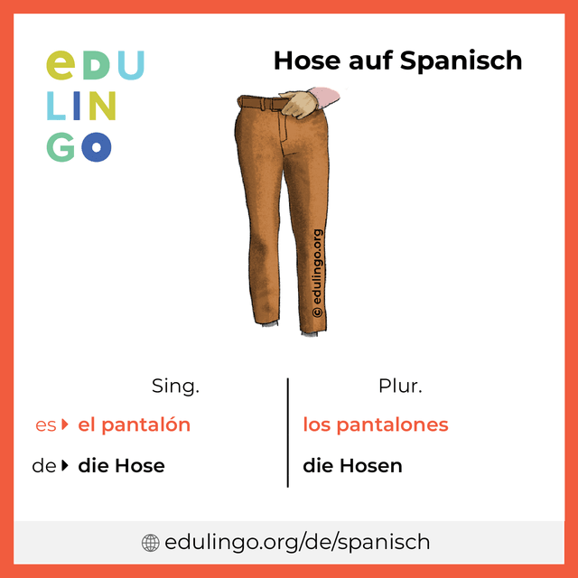 Hose auf Spanisch Vokabelbild mit Singular und Plural zum Herunterladen und Ausdrucken
