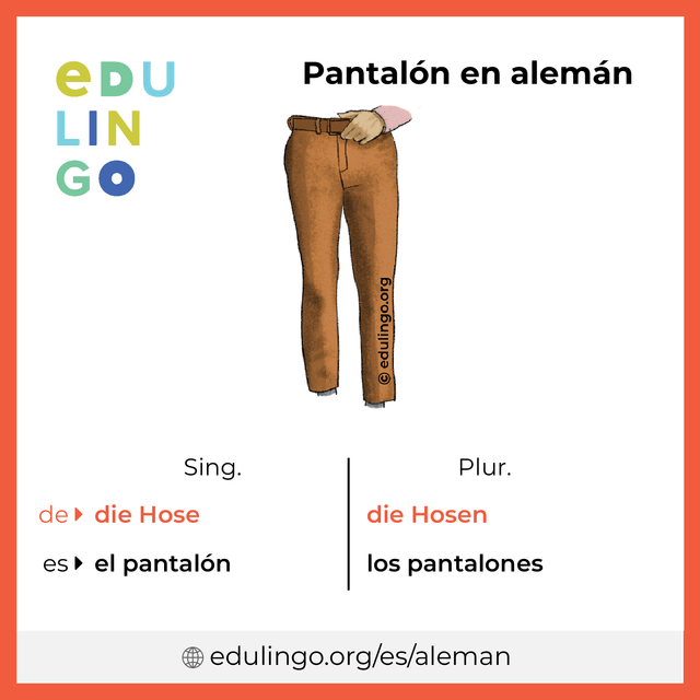 Imagen de vocabulario Pantalón en alemán con singular y plural para descargar e imprimir