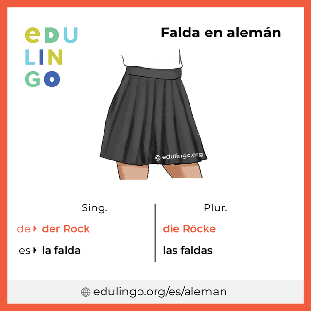 Imagen de vocabulario Falda en alemán con singular y plural para descargar e imprimir