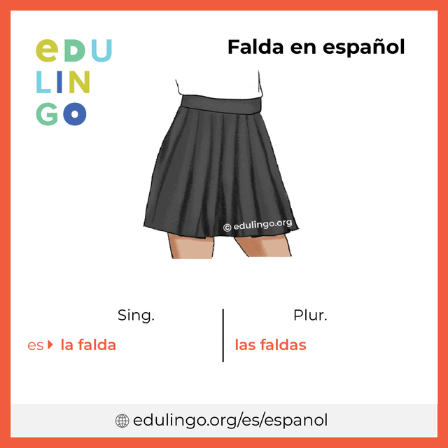 Imagen de vocabulario Falda en español con singular y plural para descargar e imprimir