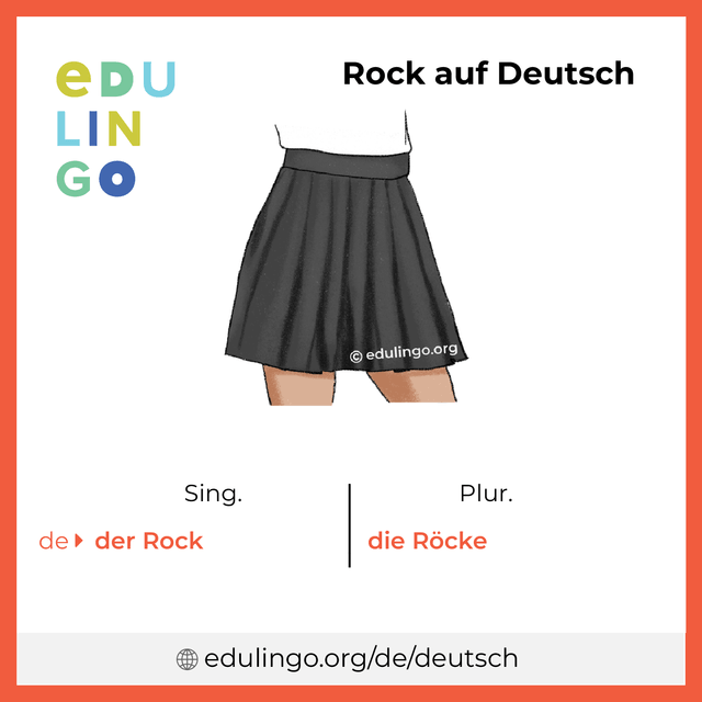 Rock auf Deutsch Vokabelbild mit Singular und Plural zum Herunterladen und Ausdrucken