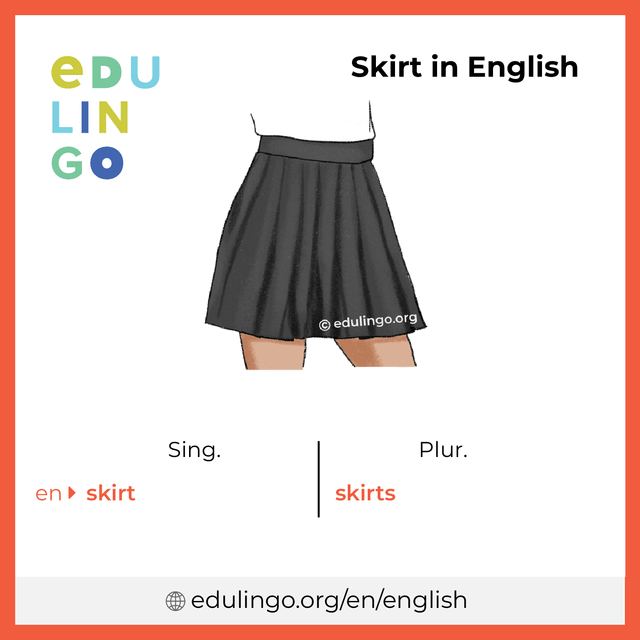 Skirt in English vocabulary picture with singular and plural for download and printing