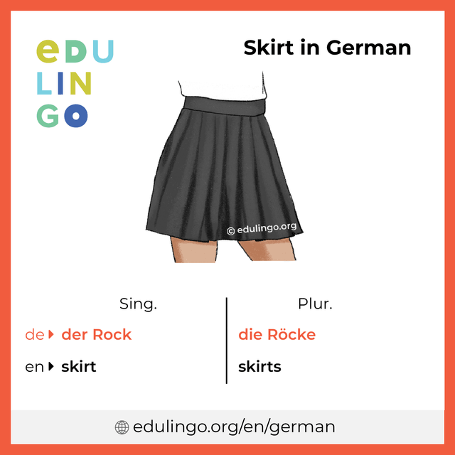 Skirt in German vocabulary picture with singular and plural for download and printing