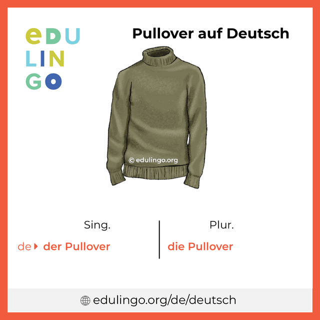 Pullover auf Deutsch Vokabelbild mit Singular und Plural zum Herunterladen und Ausdrucken