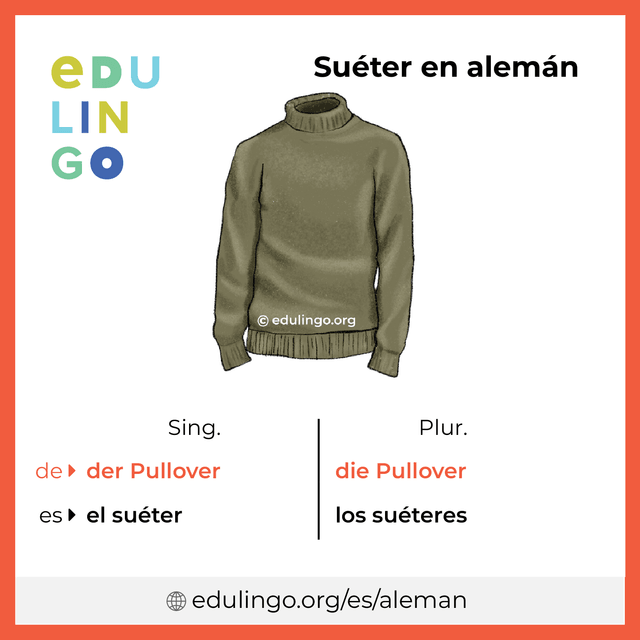 Imagen de vocabulario Suéter en alemán con singular y plural para descargar e imprimir