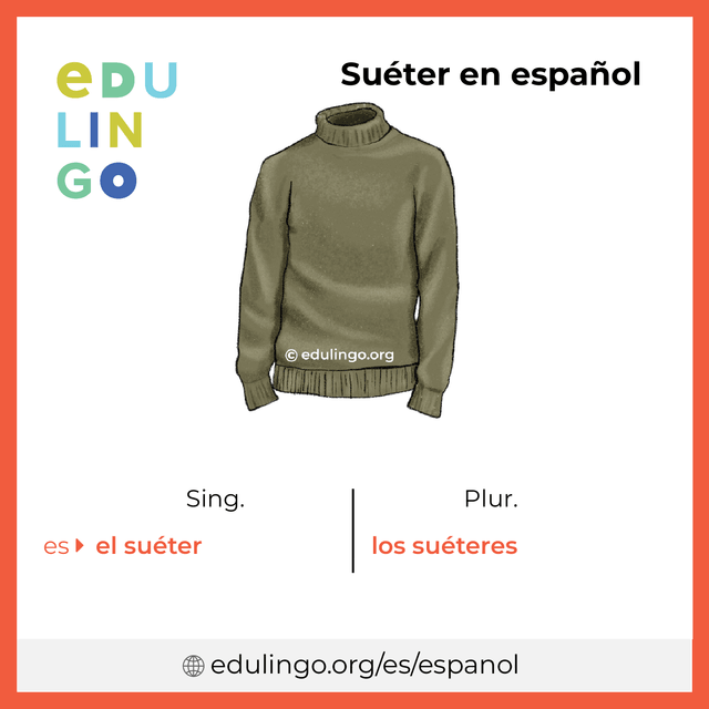 Imagen de vocabulario Suéter en español con singular y plural para descargar e imprimir