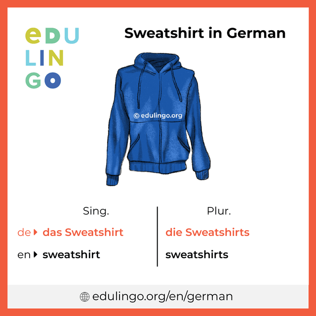 Sweatshirt in German vocabulary picture with singular and plural for download and printing