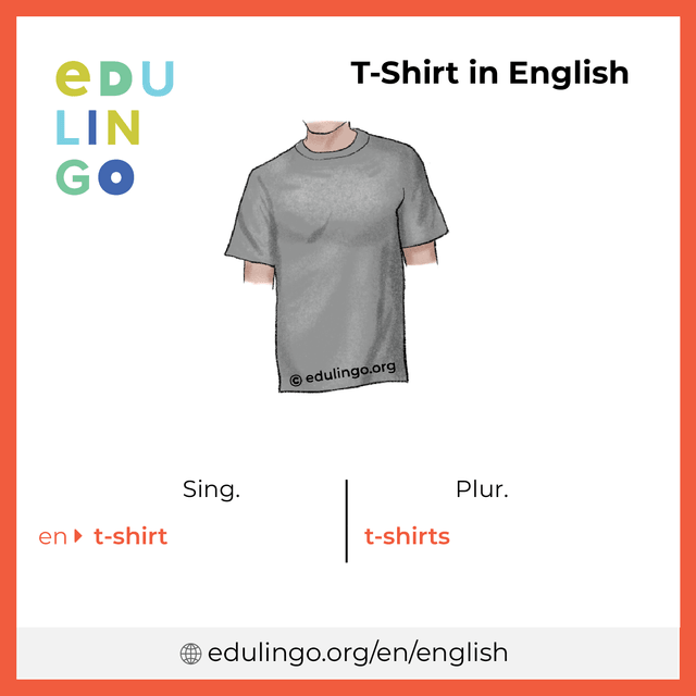 T-Shirt in English vocabulary picture with singular and plural for download and printing