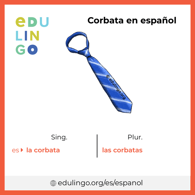 Imagen de vocabulario Corbata en español con singular y plural para descargar e imprimir