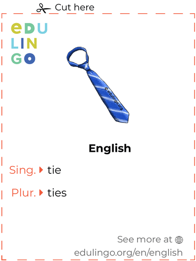 Tie in English vocabulary flashcard for printing, practicing and learning