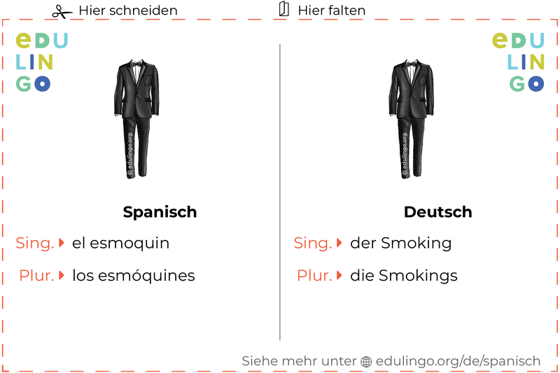Smoking auf Spanisch Vokabelkartei zum Ausdrucken, Üben und Lernen