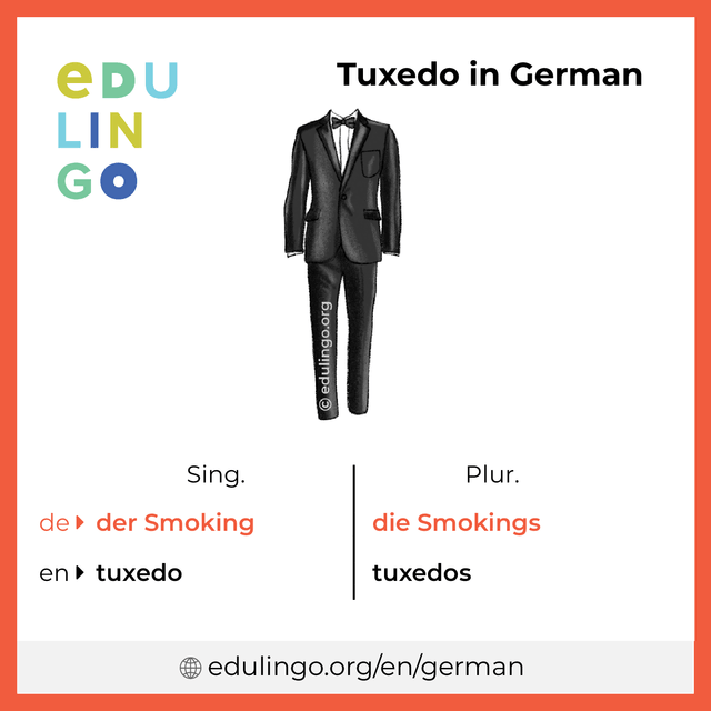 Tuxedo in German vocabulary picture with singular and plural for download and printing