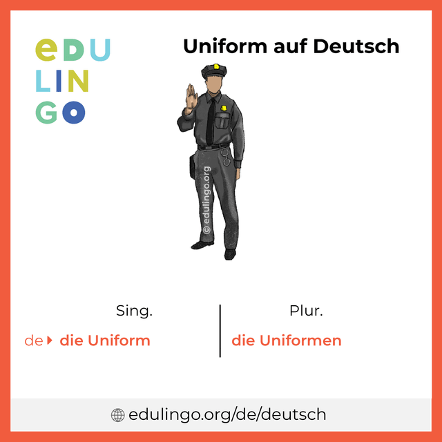 Uniform auf Deutsch Vokabelbild mit Singular und Plural zum Herunterladen und Ausdrucken