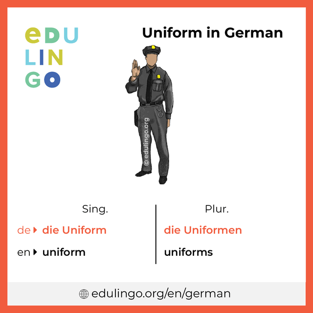 Uniform in German vocabulary picture with singular and plural for download and printing