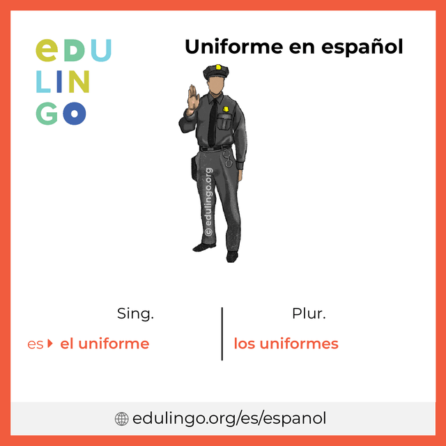 Imagen de vocabulario Uniforme en español con singular y plural para descargar e imprimir