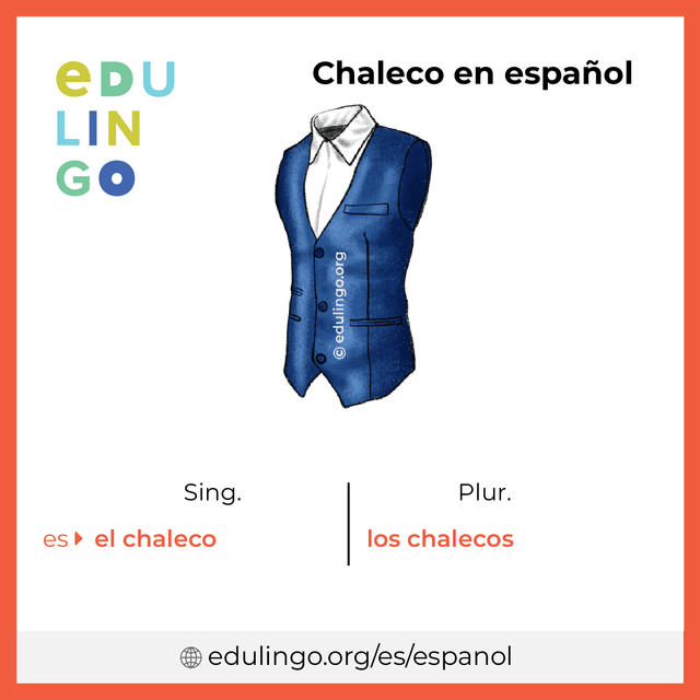Imagen de vocabulario Chaleco en español con singular y plural para descargar e imprimir