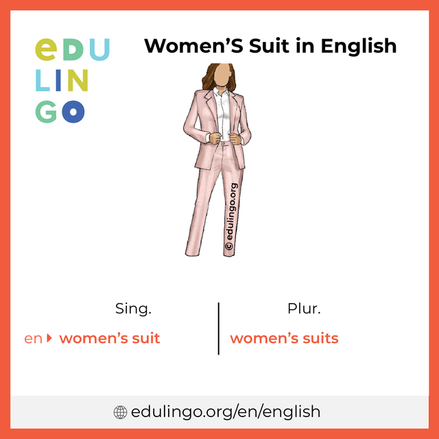 Women'S Suit in English vocabulary picture with singular and plural for download and printing