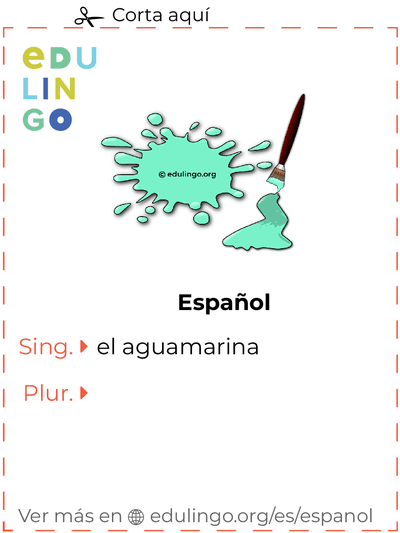 Ficha de Vocabulario Aguamarina en español para imprimir, practicar y aprender